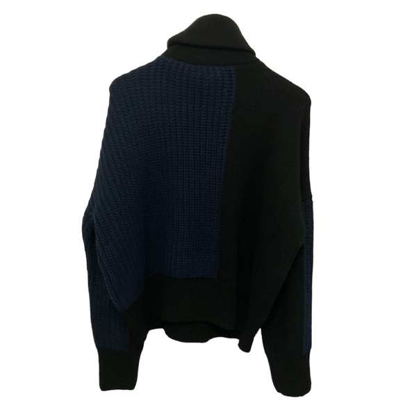 Topshop Chunky Knit Colourblock Navy Black Turtleneck Small - Picture 4 of 6